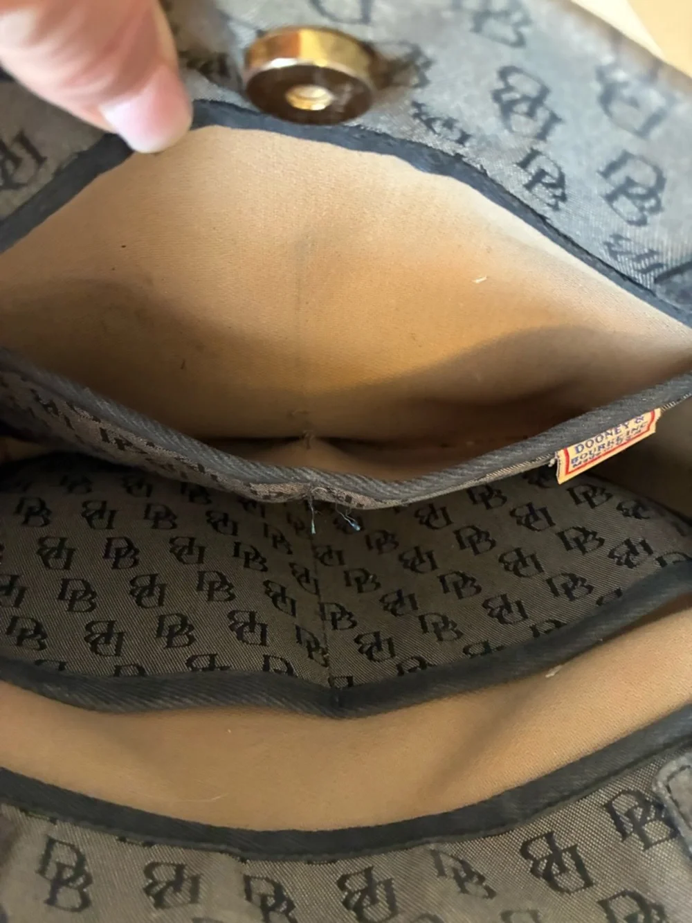 Dooney & Bourke Gray and Black Monogram Tote